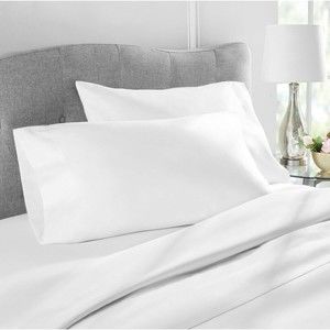 Hotel Style 6pc 1000 TC Egyptian Cotton-Rich Blend Queen Sheet Set, Arctic White